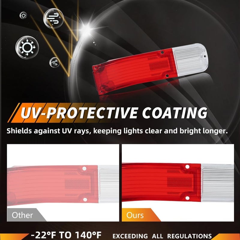 MOTRUM Tail Light Lens Compatible with Chevy Chevelle 1966, [DOT] [IP67 Waterproof] Tail Lamp Lens (Left + Right), Replace OEM #CH-TL/RL-66, 1 Pair, Red Lens - Image 2